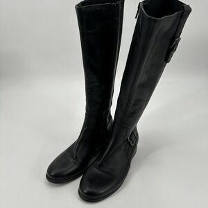La Canadienne Black Leather Buckle Tall Riding Boots Women Size 5 M